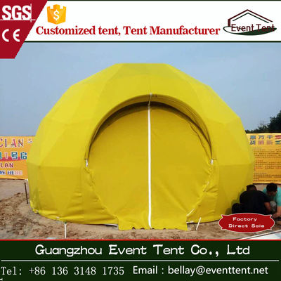 China Dubbel - met een laag bedekte pvc-Luxe het Kamperen Tent, kleine gele geodetische koepeltent voor woonkamer leverancier